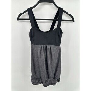 Lululemon Women's Black Tank Top With Black Built In Sports Bra Size 4